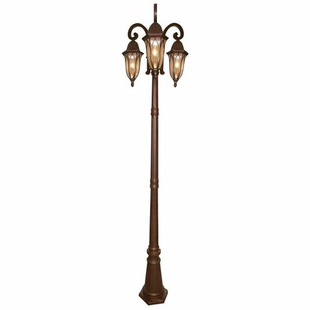 DESIGNERS FOUNTAIN Berkshire 3-Light Burnished Antique Copper Cast Aluminum Line Voltage Outdoor  Post Light 20613-BAC